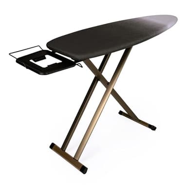 Tabla de planchar profesional GoldVIP 130x47 cm XXL ideal centros de planchado – Aluminio anodizado ligero y estructura estable con pata central ancha – Altura regulable superior – Fabricada en Europa