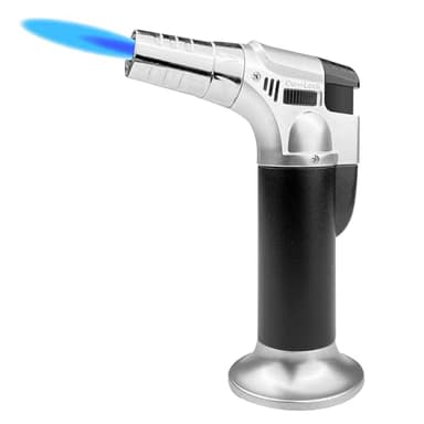 Dyaucwpo Soplete de Cocina, Profesional Antorcha Butano Encendedor, Antorcha de Cocina, Ajustable y Recargable Soplete Gas con Cerradura de Seguridad, para Cocinar y Barbacoas (Gas no Incluido)