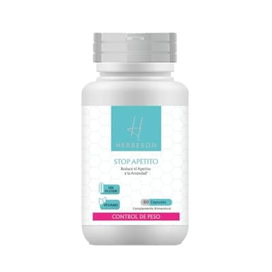 Control del apetito y del peso con Cassia nomame y Amapola – Herbeson STOP APETITO | 60 cápsulas veganas sin gluten con Cromo y Selenio. (60)