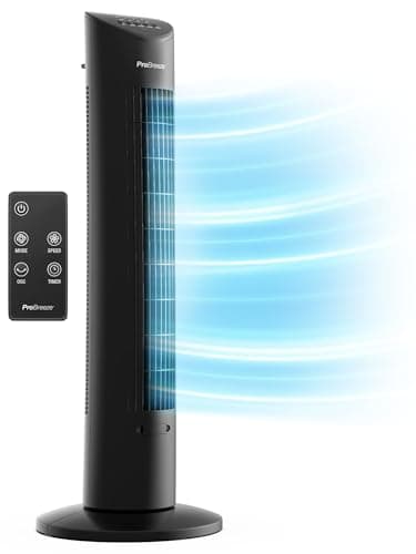 Pro Breeze Ventilador Torre 76cm 60W con Temporizador y Cajón de Aromas. Potente Brisa, 3 Modos y Oscilación 70° - Ventilador silencioso con mando a distancia – Ventilador portátil - Negro