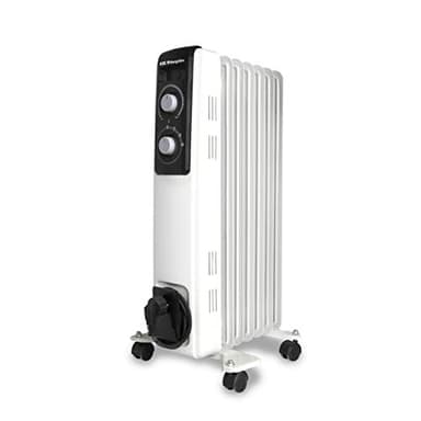 Orbegozo RF 1500, Radiador eléctrico bajo consumo, 1500 W, 3 potencias de calor, 7 elementos, termostato regulable, sistema de protección contra sobrecalentamiento, ruedas pivotantes, color blanco