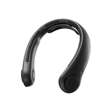 JISULIFE Ventilador de cuello portátil mejorado, soporte para el cuello, manos libres personal, ajuste de 5 velocidades, 5000 mAh, silencioso, recargable, regalos para mujeres y hombres- Negro