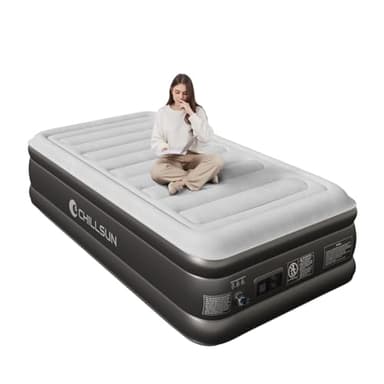 CHILLSUN Colchón Hinchable,Cama de Aire Autoinstalable con Bomba para 1 Persona, Ligero y Fácil de Almacenar, Alta Estabilidad y Capacidad de Carga, 190 x 100 x 46 cm para Camping y Habitación