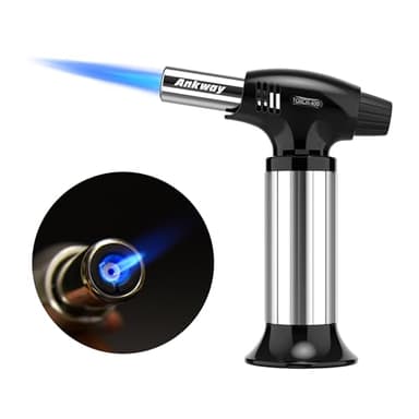 Soplete de cocina, recargable, soplete culinario con bloqueo de seguridad y llama ajustable, ideal para postres de crema brulee, hornear, barbacoa, barbacoa, bricolaje (Plateado)