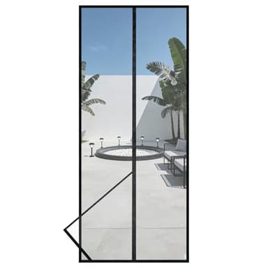 HOOMEE Mosquitera para Puerta, Cortina Magnética para Puertas de Balcón o Terraza, Tejido con Fuertes Imanes para un Autocierre, Fácil Instalación sin Taladrar (90x210CM, Negro)