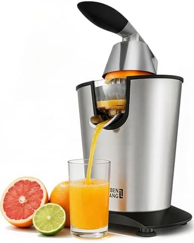 LEBENLANG Exprimidor de naranjas electrico 600W - Incl. Cono de Acero Inoxidable & Libre de BPA I Espremedor citrinos eléctrico Esprimidores zumos automatico Juicer orange machine Esprimidoras zumera