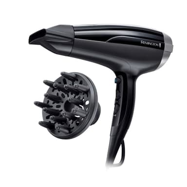 Remington Secador de Pelo Pro-Air Shine, Iónico, Cabello Sin Encrespamiento, 2300 W, Concentrador y Difusor, 3 Temperaturas, 2 Velocidades, Rejilla Trasera Desmontable, Gancho Para Colgar, D5215