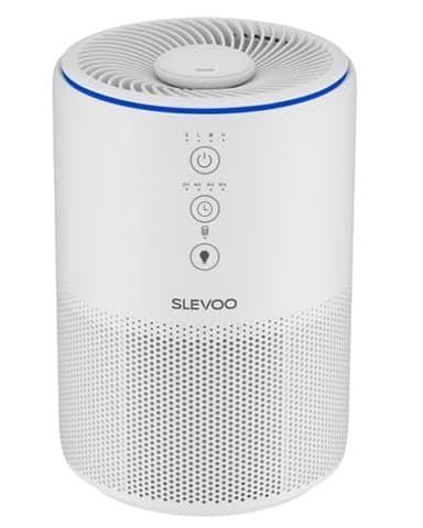 Slevoo Purificador de aire para el hogar, alivia la alergia a mascotas, filtro HEPA 3 en 1, CADR 200 m³/h, modo de suspensión, elimina pelo de mascotas, humo y olores, ahorro de energía (Blanco)
