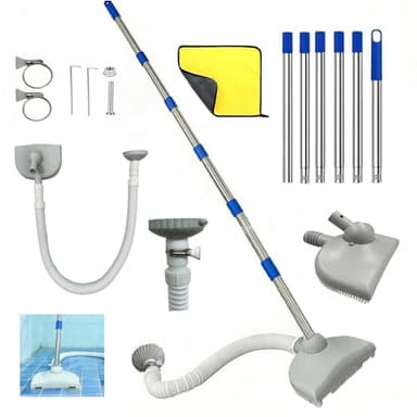 Aspiradora de Piscina con Manguera Retráctil de 350 cm, Aspiradora de Piscina con Barra Telescópica de 230 cm,Limpiador de Suelos de Piscina para Piscina, Estanque, Jacuzzi, Baño y SPA