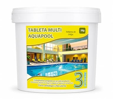 Pastillas de Cloro multifunción 200 Gramos 3 acciones 5 KG - Apto para Liner no Contiene Cobre