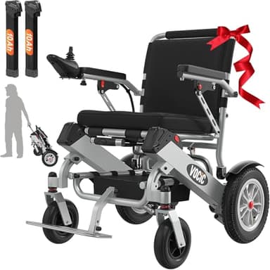 VOCIC V62 Silla de ruedas electrica plegable ligera-25KG,25KM Sillas de ruedas de doble batería 136KG,Aluminio electric wheelchair para todos los terrenos,Aprobado por la aerolínea|Garantía de 5 años