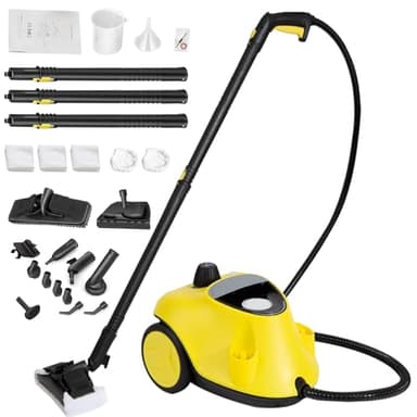 Limpiador a Vapor 2100 W Mejorado con 29 Accesorio, Multifunción con Depósito 2,1 L, Presión 5 bar, Kit de Suelos y Boquillas, Alarma de Agua Baja, para Alfombras, Azulejos, Ventanas, Suelos (Negro)