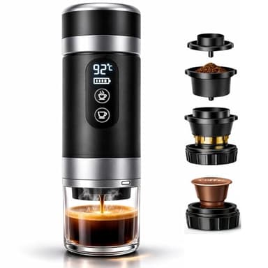 Cafetera Portatil Capsulas compatible Nespresso Dolce Gusto y Café Molido - Versión Mejorada 2026 - Coffe Machine - Maquina de Cafe Portátil Multicapsulas Universal 20 BAR Con Pantalla LED y 80ml