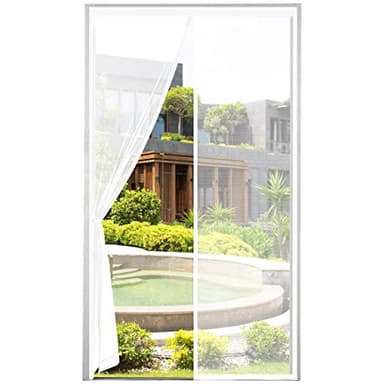 ENGROSAR Mosquitera Magnetica, 90x210CM Cortina Mosquiteras para Puerta Exterior, de Balcón/Patio, Se Cierra Automáticamente, Fácil Instalación sin Taladrar (Blanco)