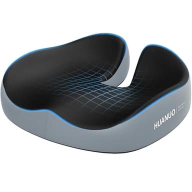 HUANUO Cojín Silla Oficina, Cojin Ergonom Silla Officina para Aliviar Dolor de Espalda y Coxis, Cojín Ergonóm Espuma Memoria para Asiento Coche, Cojín Silla Rueda para Sedent Prolong, Base Antidesliz