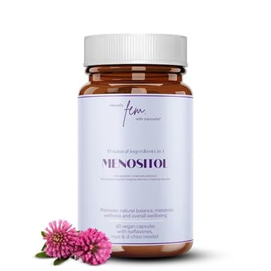 Inositol FEM Menositol 19 en 1 – Suplemento Integral para la Menopausia con Myo-Inositol, D-Chiro e Isoflavonas Naturales – Alivio de Sofocos y Síntomas Menopáusicos – Vitaminas Menopausia Mujer
