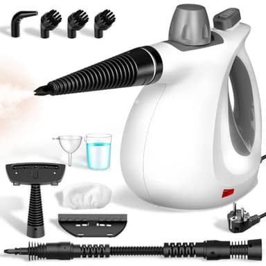Limpiador a Vapor Portátil, 100% sin Químicos, Vapor a Alta Presión Elimina Eficazmente Polvo, Suciedad y Grasa, Vaporeta Limpieza Hogar 1050W 3bar para Cocina, Baño, Coche, Ventanas y Juntas