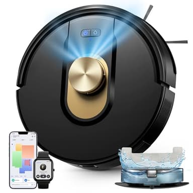 Vexilar Robot Aspirador W9 8000Pa, Robot Aspirador y Fregasuelos 3-en-1 con Navegación Láser, Aspiradora Fregadora Inteligente, Larga Autonomía, para Suelo/Alfombras de Pelo Corto/Pelo de Mascotas
