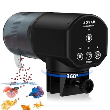 Alimentador Automatico Acuario Peces Comedero: 200ML Gran Capacidad Dispensador Comida Peces A Prueba de Humedad Alimentacion Temporizador para Peceras