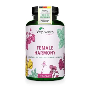 Vegavero Menopausia Complex | Control de Sofocos y Bienestar Emocional | Con Salvia, Lúpulo, Yam Silvestre, Onagra, Manzanilla | 120 Cápsulas | 100% Natural, Sin Aditivos y Vegano