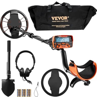 VEVOR Detector de Metales para Adultos y Niños 25,4cm Detector de Metales Profesional Ajustable Resistente al Agua Bobina IP68 Pantalla LCD 7 Modos Chip DSP Avanzado Ligero para Búsqueda de Moneda Oro