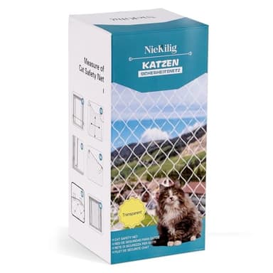 NieKilig Red para Gatos Balcón, Terraza Red Gatos Ventanas sin Taladrar, Red Protección Transparente para Gatos para Asegurar Balcones, Terrazas, Ventanas, Tragaluces, Puertas (6x3m)