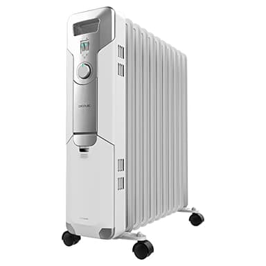 Cecotec Radiador Eléctrico de Aceite ReadyWarm 11000 Space. 11 Módulos, Bajo Consumo, 2500 W, 3 Niveles, Recogecables, Sistema de Seguridad, Ruedas, 25 m2