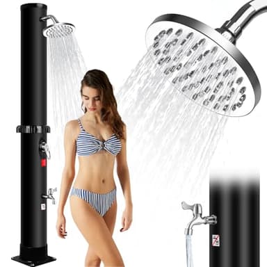 Thotvend Ducha Solar Exterior 40 litros, Ducha Solar para Jardín y Camping con Alcachofa de Lluvia Giratoria y Grifo, Agua Caliente hasta 60°C, Sin Necesidad de Electricidad