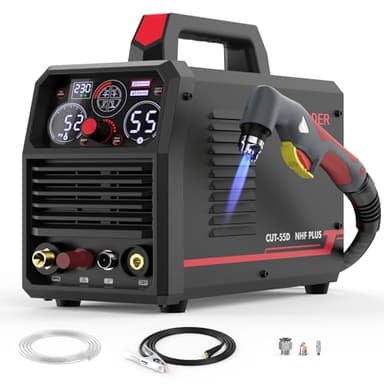 YESWELDER Cortador de Plasma 55Amp, Sin Alta Frecuencia, Arco Piloto Sin Contacto, 230V Máquina de Corte de Plasma Multifuncional 4 en 1 Corte de Láminas/Corte de Rejillas/Desbarbado/Marcado
