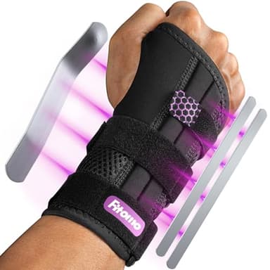 Fitomo Muequera Tendinitis Mueca con 3 Férulas y Apertura del Pulgar Suave, Férula Túnel Carpiano para Noche, Muequera Metacarpiana Ortopedica para Esguince Artritis, 1 Unidad, Derecha