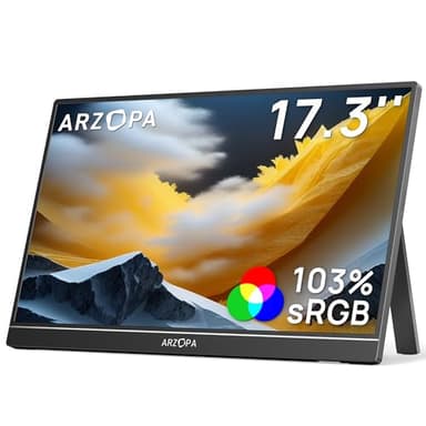 ARZOPA Monitor Portátil/Pantalla Portátil 17,3" FHD IPS – Pantalla Externa USB-C y HDMI con Soporte Integrado, Ultrafina, HDR10, para Trabajo, Juegos y Entretenimiento (A1M)