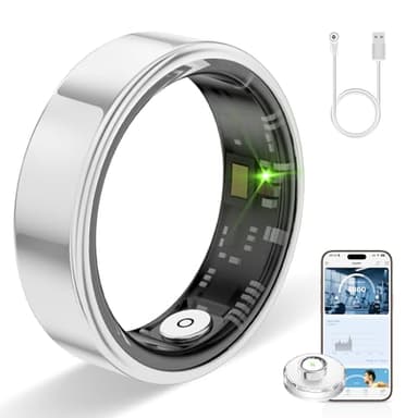 HPLSZCN Anillo de Salud Inteligente para Mujeres y Hombres, Monitor de Actividad física con frecuencia cardíaca, oxígeno en Sangre, Monitor de sueño, Contador de Pasos, Impermeable (Plateado, 8)