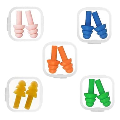 5 Pares Tapones para Oídos de Silicona, Reutilizables para Reducir Ruidos, Impermeables, para Natación, Dormir, Trabajar, Estudiar, Lugares Ruidosos