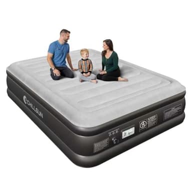 CHILLSUN Colchón Hinchable, Colchón Hinchable Autoinflable, para 2 Personas 203x152x46 cm, Superficie de Felpa Gruesa Impermeable, Compacto para Almacenar, Adecuado para Camping y Hogar