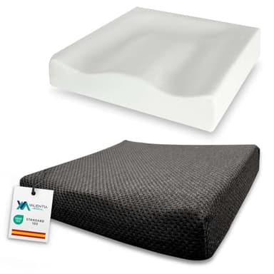 VALENTIA MEDICAL Cojin Antiescaras Viscoelástico para Silla Ruedas con Funda Lavable Antideslizante Alivio Coxis Dolor Lumbar Ortopedico Ergonomía Adultos Prevención Escaras Oficina Coche Sofa Hogar