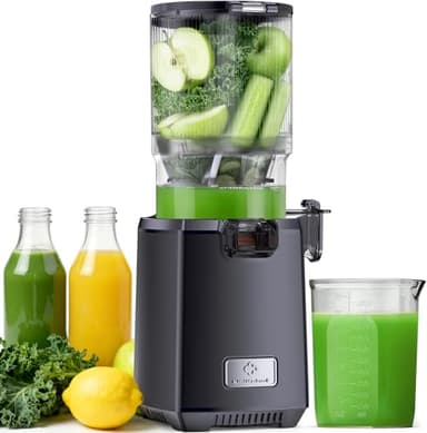 LINKChef Fruta Entera Extractor de Zumos y Verduras, 130mm Calibrey 1,8L Licuadora Prensado en Frio, 250W Extractor de Jugo Juicer Machine, Función de Masticación Inversa, Fácil de instalar y limpiar