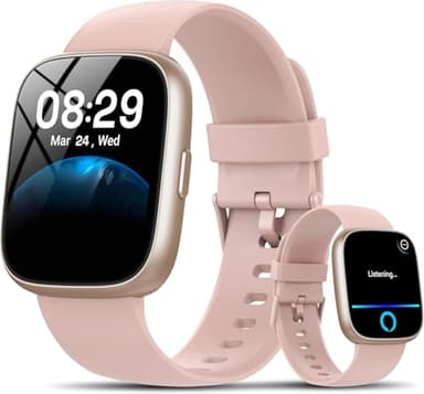 Reloj Inteligente Mujer Hombre con Alexa, 1,83" Smartwatch con Llamadas Bluetooth,120+ Deportivos Smart Watch con Pulsómetro/Podómetro/Monitor de Sueño, IP68 Pulsera Actividad para Android iOS, Rosa