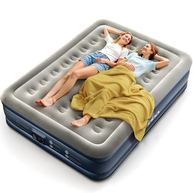 iDOO Colchón Hinchable, Colchon Inflable con Bomba Eléctrica de Inflado y Desinflado en Tan Solo 3 Minutos, para el Hogar, Viajes y Camping, 152x203x38cm. Peso máximo: 295Kg (Cama Matrimonial)