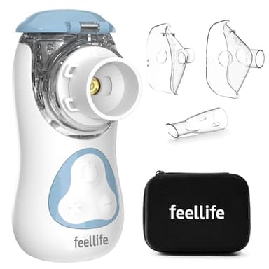 FEELLIFE Nebulizador Portatil Silencioso Tipo C Recargable, Nebulizador Bebés y Adultos Tasa de Atomización Ajustable, Nebulizador para Alivio de la tos, Rinitis y Síntomas Respiratorios
