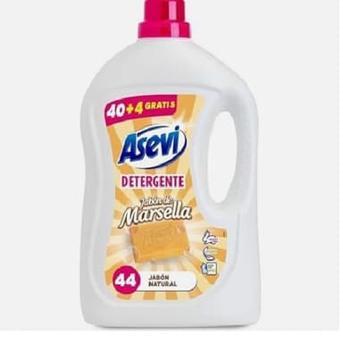 Asevi Detergente Líquido para Lavadora Marsella - Detergente para Ropa Blanca y de Color con Fórmula Concentrada - Jabón Natural de Marsella - 44 Lavados