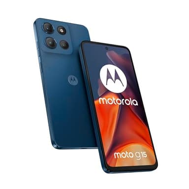 Motorola Moto g15 24GB (8G+16GB RAM Boost)/512GB Azul, España, Pantalla de 6,72” FHD+, Sistema de cámaras de MP y Objetivo Ultra Gran Angular, Batería 5100 mAh, Carga TurboPower, Soft Luxe