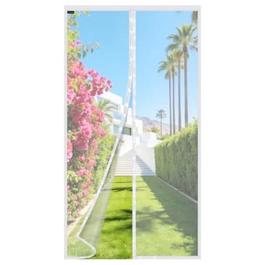 MYCARBON Mosquitera para Puerta 90x210cm Blanco Cierre Automático Mosquitera Puerta Magnetica Invisible Malla Ultrafina Instalar con Cinta Adhesiva para Dormitorio, Balcón