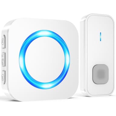 SURFOU Timbre Inalámbrico Exterior Impermeable, 400M de Alcance Doorbell con 55 Melodías, 5 Niveles de Volumen, Indicador LED, Fácil Instalación para Hogar, Blanco