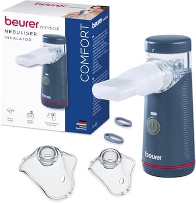 Beurer IH 49 Nebulizador Portátil, inhalador portátil para niños y adultos, para resfriados, asma y otras afecciones respiratorias, batería recargable, muy silencioso, con estuche
