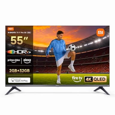 XIAOMI TV F Pro 65, 65 Pulgadas (165 cm), 4K UHD QLED, Smart TV, Fire OS8, Control por Voz Alexa, HDR10+, Modo Game Boost 120Hz, MEMC, 2GB+32GB, Compatible con Apple AirPlay