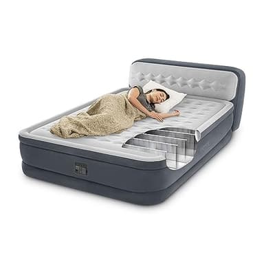 INVOGA Colchón Hinchable Doble Deluxe Wave 152x236x86cm | Tecnología FiberTech Autoinflable | Bomba Eléctrica Incorporada | Cama Plegable Ideal para Camping y Hogar