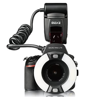 Meike MK-14EXT-N I-TTL Macro Ring Lite Flash con LED AF Assist Lámpara para Nikon Cámaras D5100 D3200 D3300 D5200 D90 D850 D3500