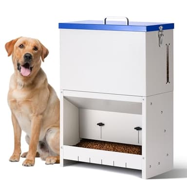 Dispensador automático de Comida para Perros 10 kg Alimentación automática para Dispensador de Comida para Perros al Aire Libre de Gran Raza Alimentación de Gravedad galvanizada