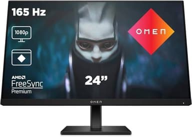 HP OMEN 24 – Monitor Gaming de 24" FHD 1920 x 1080 a 165 Hz, IPS, 16:9, 1ms, HDMI, Antirreflejo, DisplayPort, AMD FreeSync Premium, Compatible con Consolas Negro, Plano, 165Hz