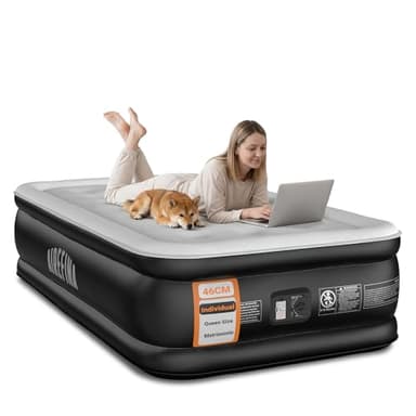 Airefina Colchón Hinchable, Colchon Inflable con Bomba Integrada, se Infla en 3 Minutos, Superficie Acolchada Cama Hinchable, Invitados o Uso en Casa-99 x 190 x 46 cm, Cama Individual